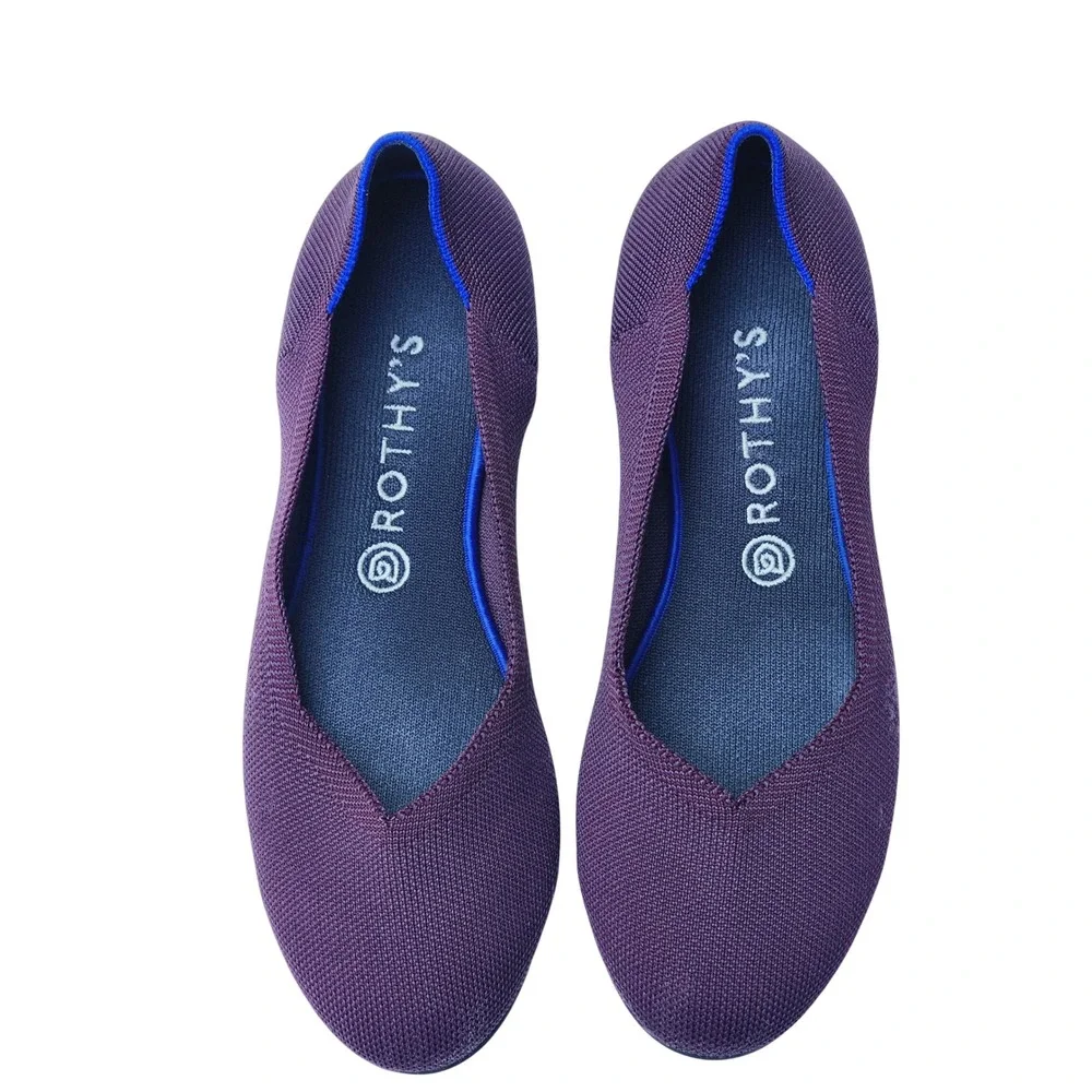 Rothy's Eggplant Purple Knit Round Toe Flats Womens 10.5